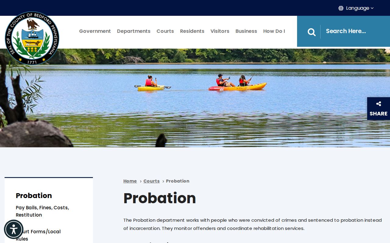 Bedford County probation and parole office contact page